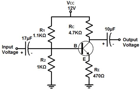 Figure 2 A DC-biased transistor circuit with variable bias voltage and the collector characteristic curves. . Dc voltage amplifier circuit using transistor